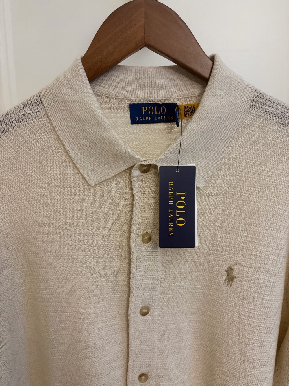 Polo by Ralph Lauren Linen Blend Men's Cream Polo Button Down Shirt